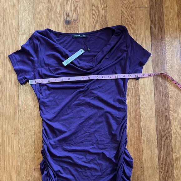 NWT Patty Boutik Purple Draped Cowl Neck Short Sleeve Dress Rusched Sides Size s - Picture 9 of 10
